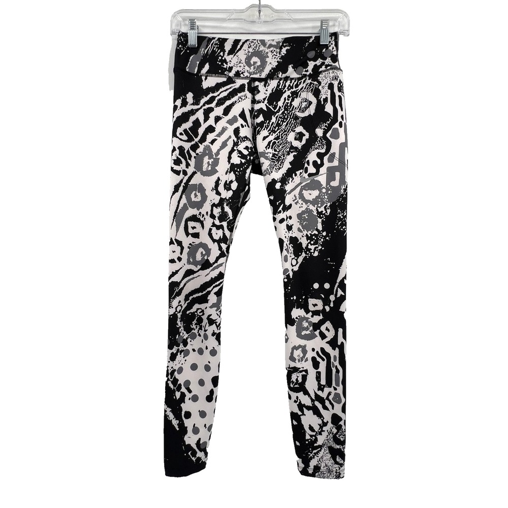 NIKE Dri-Fit Women's Size S Black/White Geometric Mid-Rise Full-Length Leggings